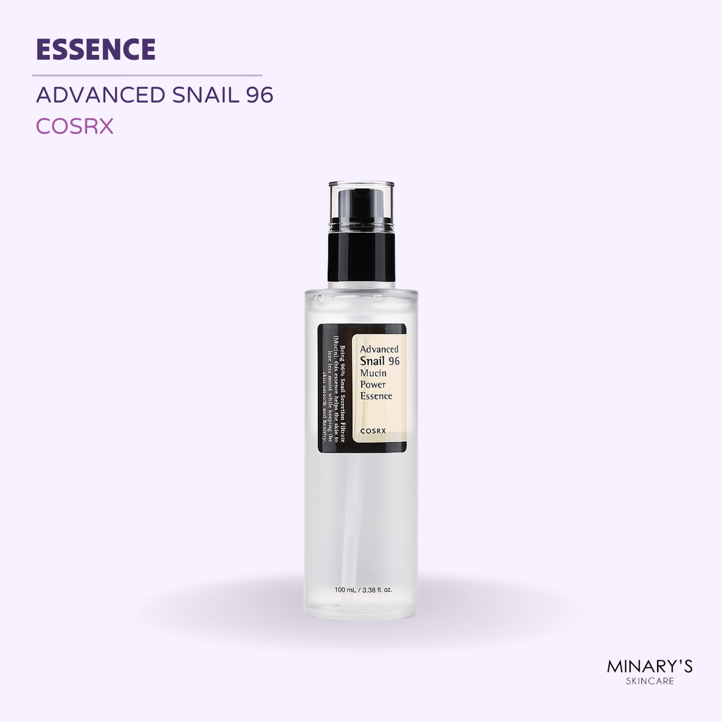 Essence COSRX Advanced Snail 96 - Le Pouvoir Régénérant du Mucus d'Escargot - 100ml