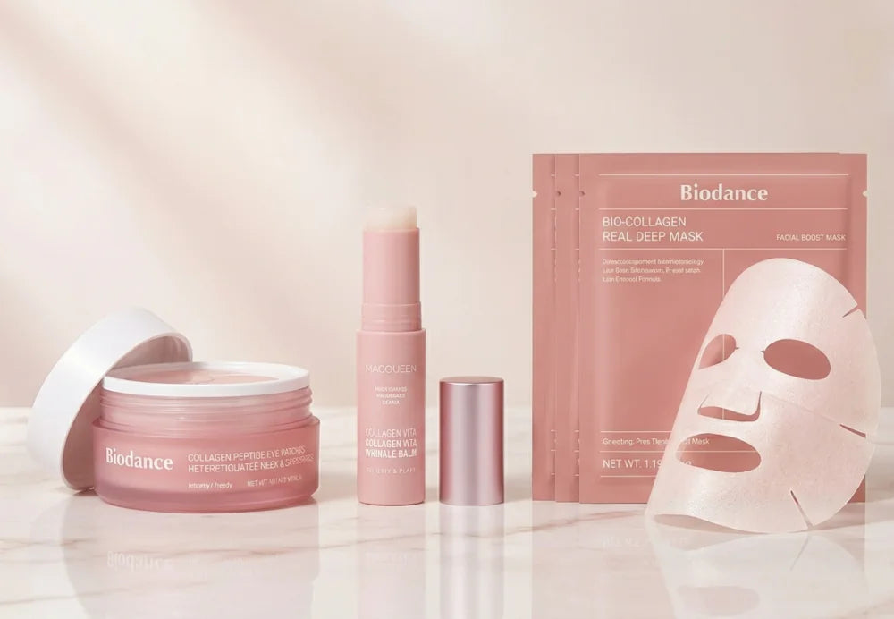 ✨ Coffret Glow & Collagène - Masques Biodance, Patchs Yeux & Baume MACQUEEN