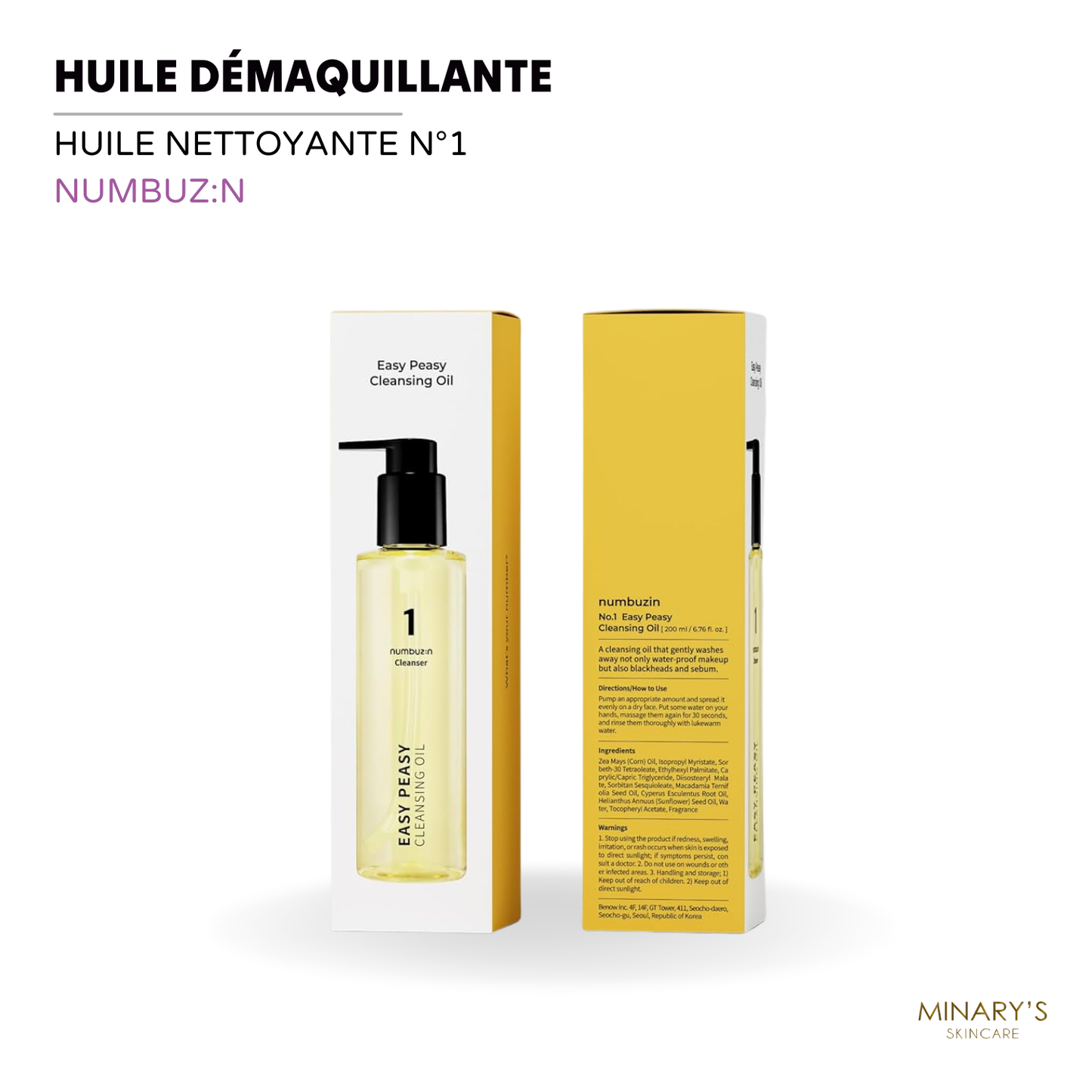Numbuzin 1 - Huile Nettoyante  : Démaquillage en douceur et profondeur - 200ml
