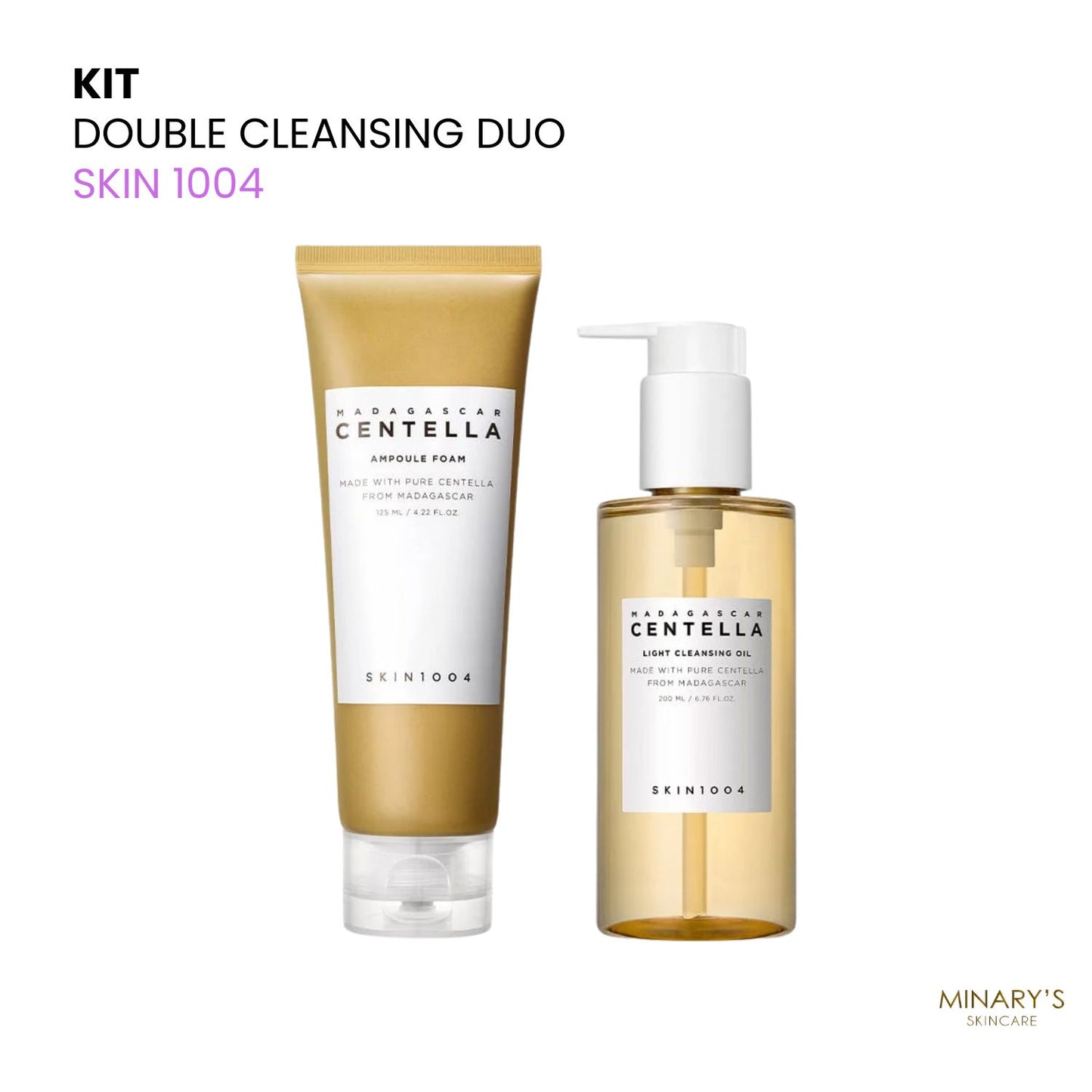 SKIN 1004 – Double Cleansing Duo (Huile 200ml + Nettoyant 125ml)