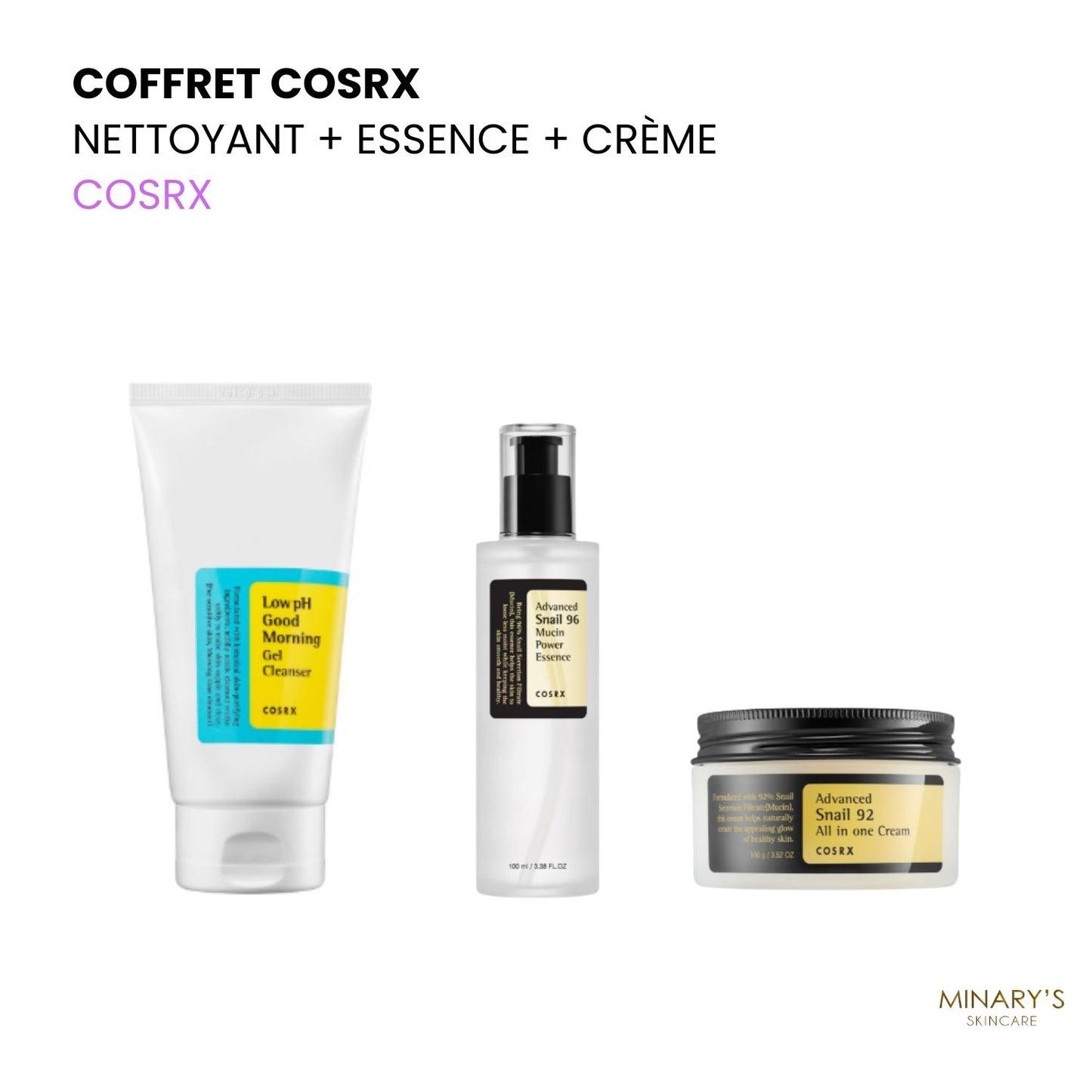 Pack COSRX – Soin Complet : Nettoyant + Essence + Crème