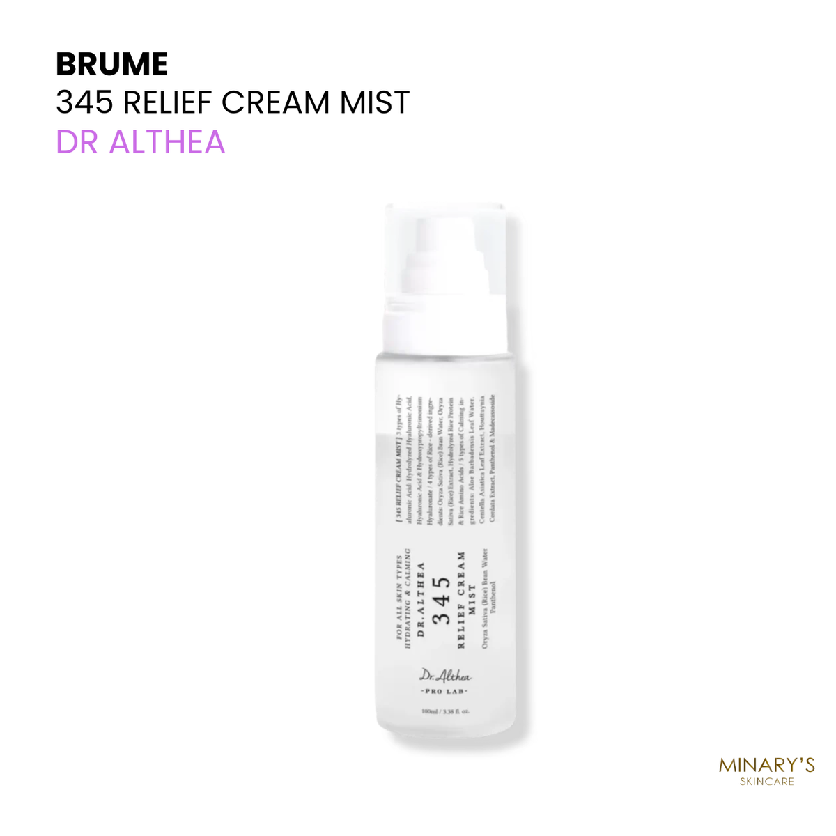 Dr. Althea - 345 Relief Cream Mist | Brume Apaisante & Hydratante Peau Sensible 60ml/100ml