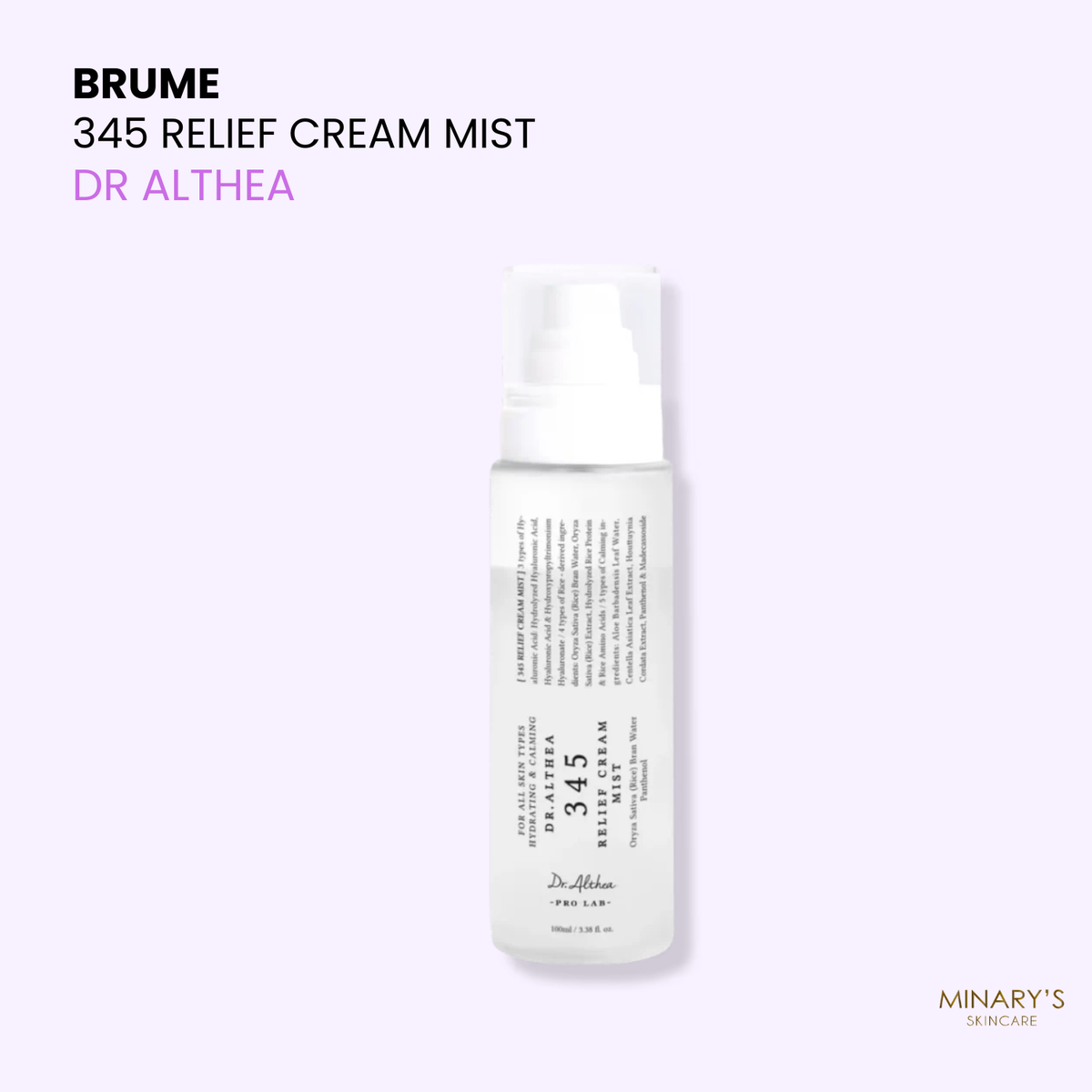 Dr. Althea - 345 Relief Cream Mist | Brume Apaisante & Hydratante Peau Sensible 60ml/100ml