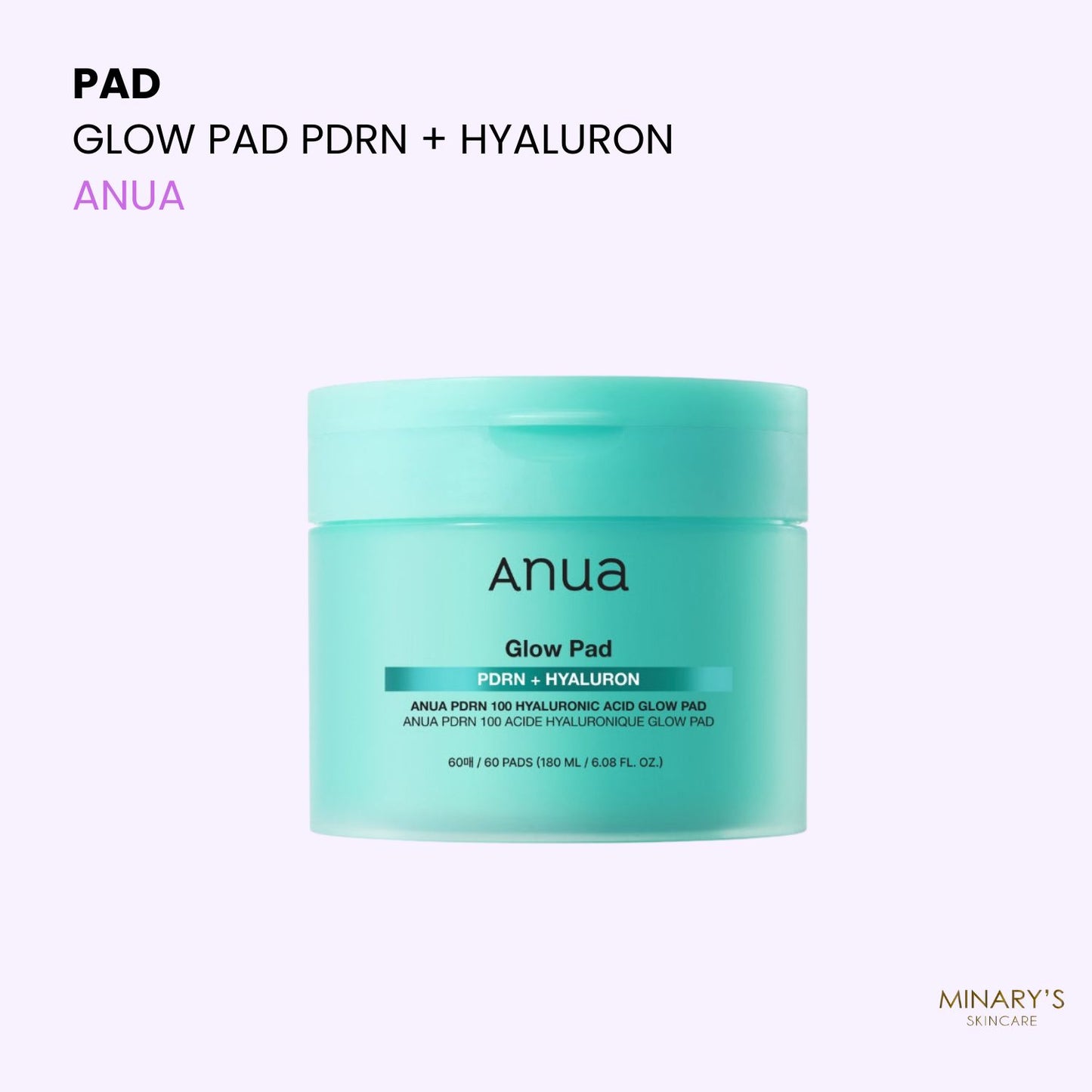 Anua – Glow Pad PDRN + Hyaluron - 70 disques exfoliants + hydratants 180ml