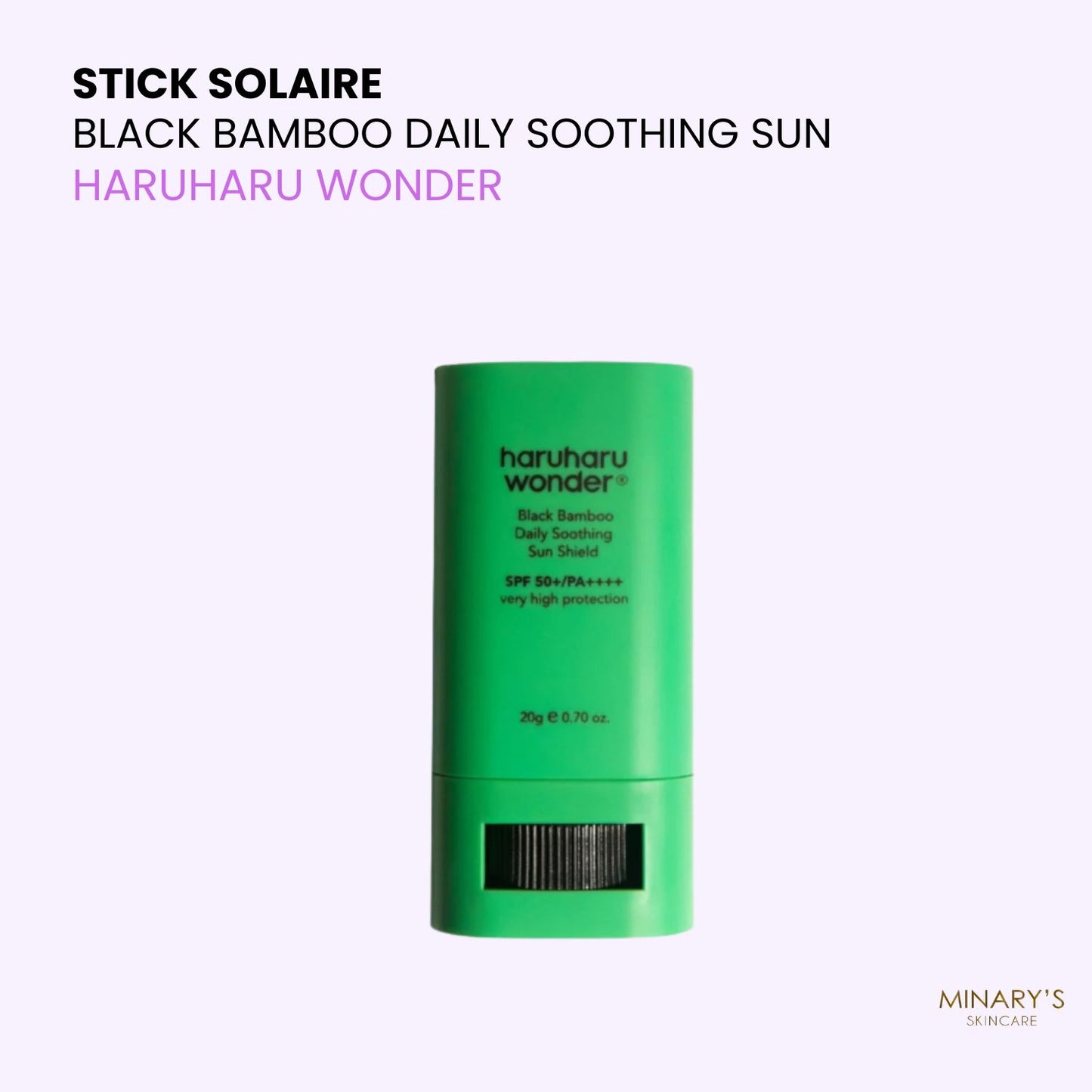 Haruharu Wonder – Black Bamboo Daily Soothing Sun Shield SPF50+ PA++++ | Stick Solaire  au Bambou Noir - 20g