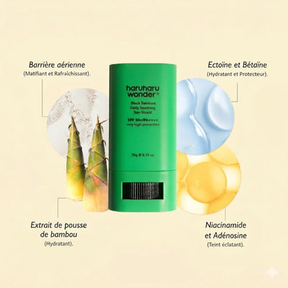 Haruharu Wonder – Black Bamboo Daily Soothing Sun Shield SPF50+ PA++++ | Stick Solaire  au Bambou Noir - 20g