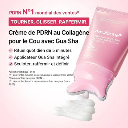 Medicube PDRN Collagen Gua Sha Neck Cream – Crème Cou & Décolleté au PDRN et Volufiline 5% | Gua Sha Intégré - 90g