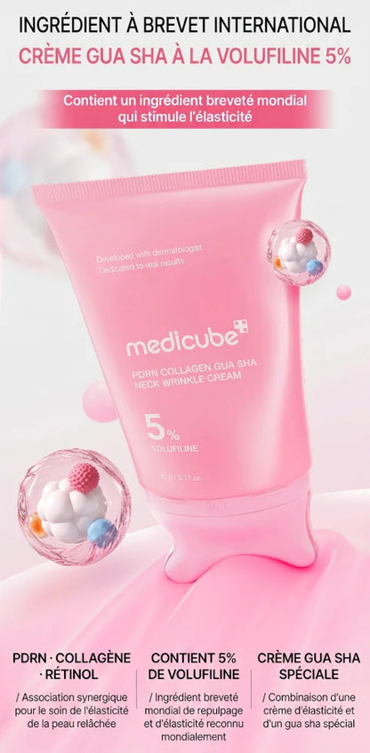 Medicube PDRN Collagen Gua Sha Neck Cream – Crème Cou & Décolleté au PDRN et Volufiline 5% | Gua Sha Intégré - 90g