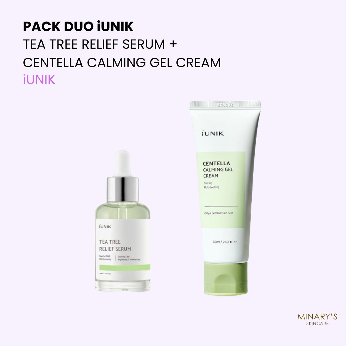 Pack Duo iUNIK – Tea Tree Relief Serum  50ml + Centella Calming Gel Cream 60ml
