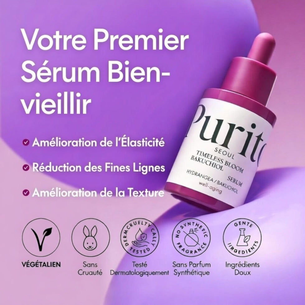Purito Seoul – Sérum Bakuchiol 1% à l’Hydrangea de Jeju – Anti-Âge Doux 30 ml