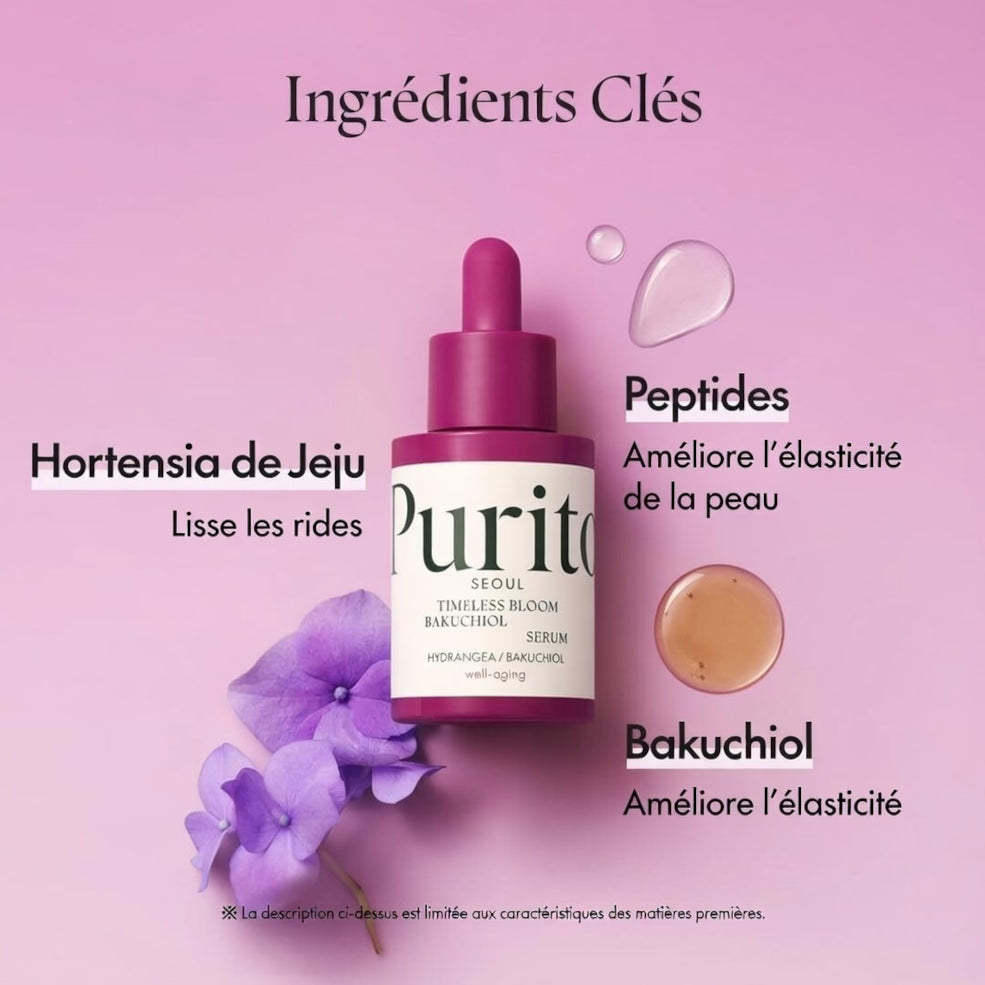 Purito Seoul – Sérum Bakuchiol 1% à l’Hydrangea de Jeju – Anti-Âge Doux 30 ml
