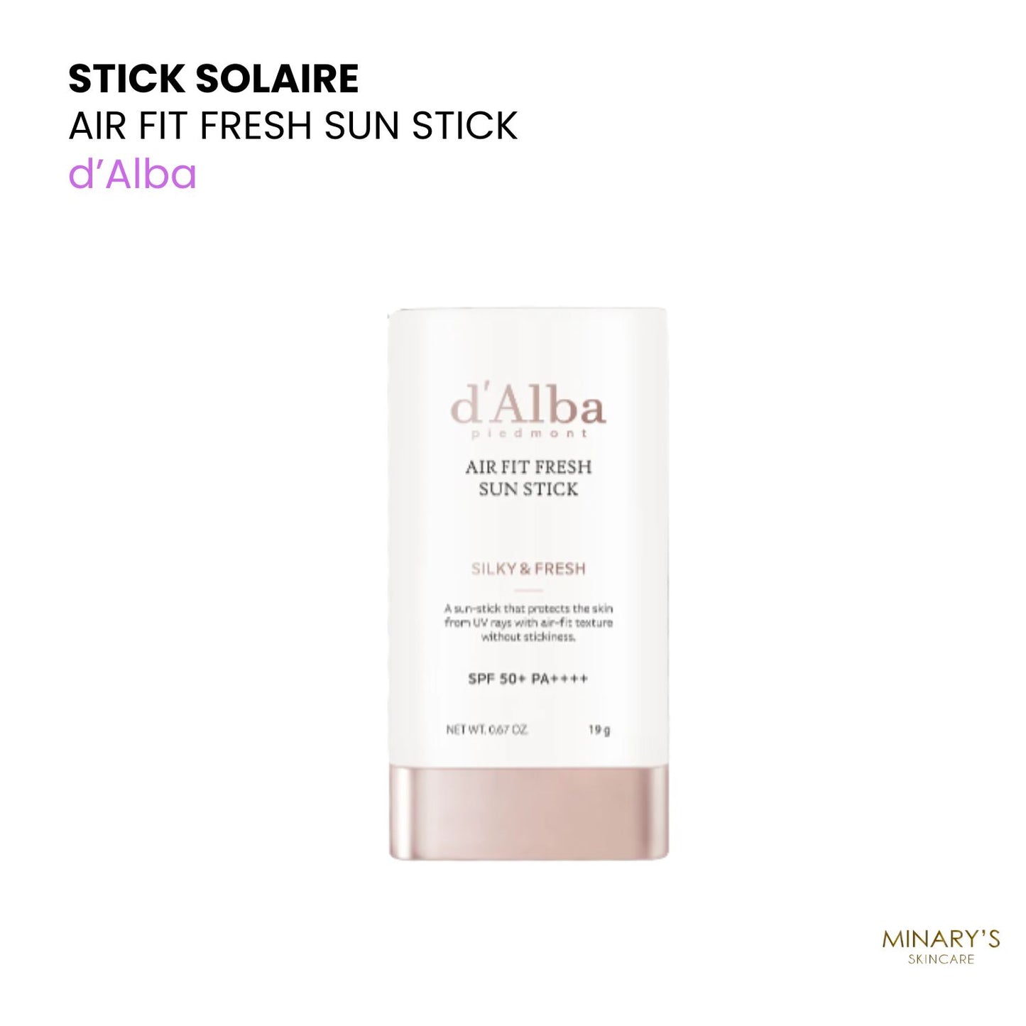 d'Alba – Air Fit Fresh Sun Stick SPF 50+ PA++++ | Stick Solaire Invisible - 19g