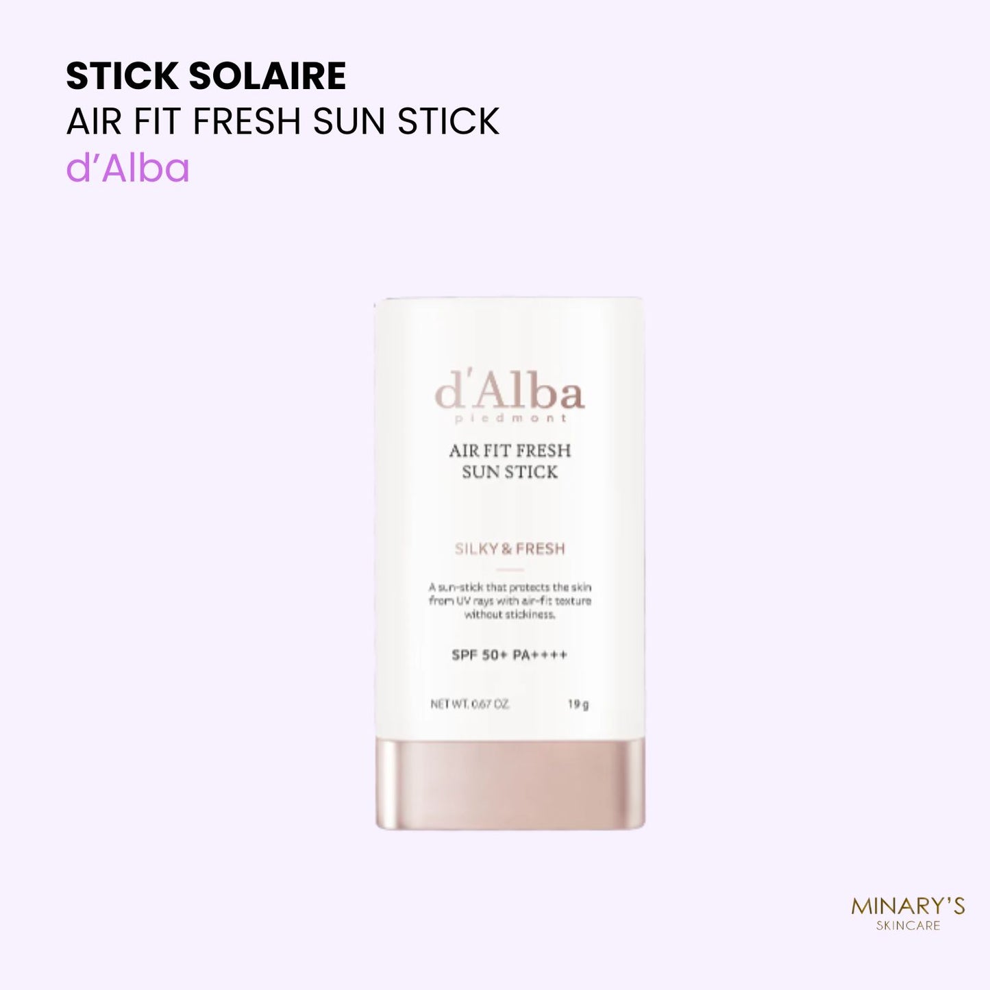 d'Alba – Air Fit Fresh Sun Stick SPF 50+ PA++++ | Stick Solaire Invisible - 19g