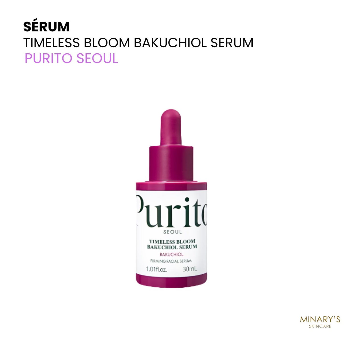 Purito Seoul – Sérum Bakuchiol 1% à l’Hydrangea de Jeju – Anti-Âge Doux 30 ml