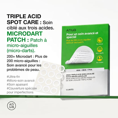 ANUA Patch Microdart Anti-Boutons Triple Acide (AHA+BHA+PHA) – 12 patchs